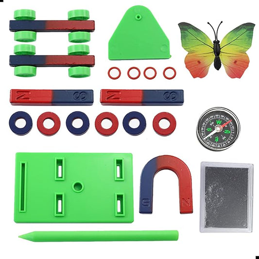 Magnet Science Kit, Magnetic Experiments Games Physical Mechanics Teaching Tools Equipment Compass Aids DIY Magnets Set Stones Mutual Attraction Decompression Toy Free Combination Office Stress Toy