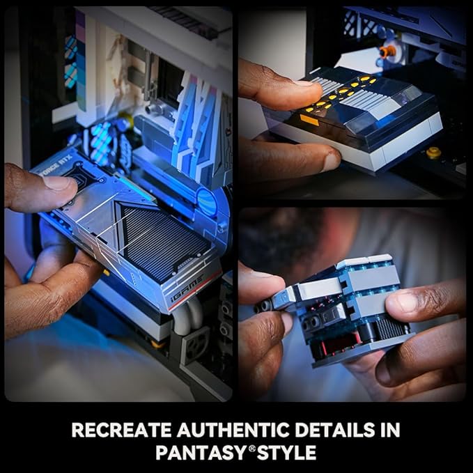 BRICKKK Technic Clamping Building Blocks Set PC Desktop Computer Building Set for Adult, PC Desktop Computer Building Kit, Creative Collectible Build-and-Display Model for Home or Office