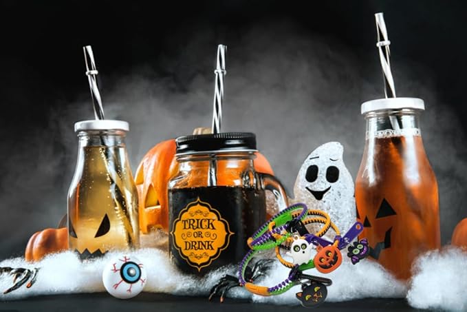 UpBrands 120-Pack Halloween Fidget Zipper Bracelets for Kids: Ideal Bulk Party Favors, Perfect for Birthdays, Goodie Bag & Pinata Fillers, Unique Sensory Toys, Friendship Jewelry & Stress Relief