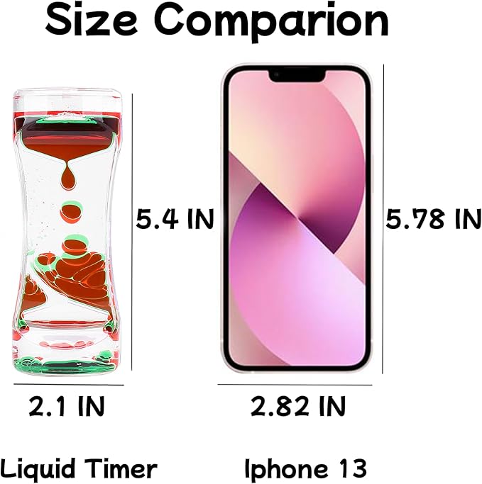 Oneshow Liquid Motion Bubbler Timer Oil Hourglass Water Timers Fidget Toy Sensory Toys for Kids Activity Gifts 3 Pack-Red&Green,Blue&Pink,Blue&Green