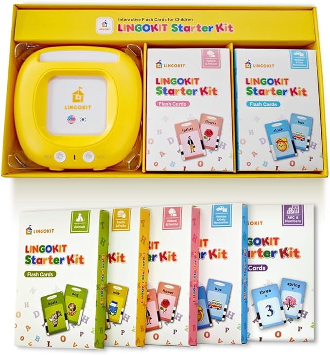 Premium Korean-English Bilingual Talking Flashcards | Educational Toy for Toddlers, Boys & Girls | Language Learning Tool with Clear Pronunciation & Sound Effects