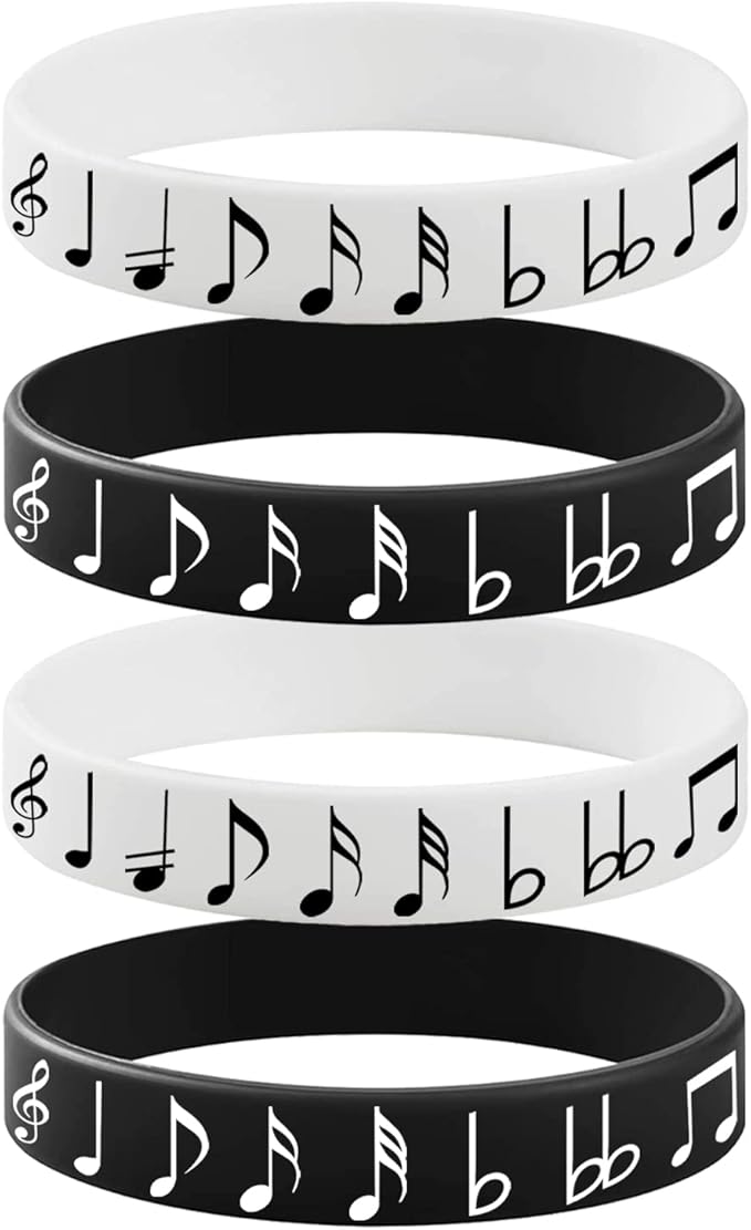 CupaPlay 24PCS Piano Notes Rubber Bracelets -Piano Notes Theme Party Supplies Decorations Music Birthday Baby Shower Slicone Wristbands Party Favors