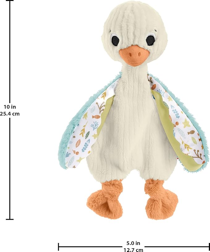 Fisher Price Baby Sensory Toy Snuggle Up Goose Plush with Jingle Sounds for Developmental Play Newborns Ages 3+ Months