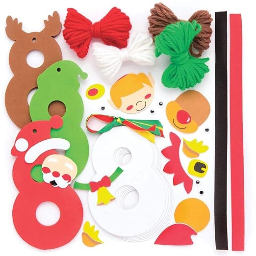 Baker Ross AR752 Christmas Pom Poms Ornament - Pack of 3, Creative Christmas Art and Craft Supplies for Kids to Make and Decorate