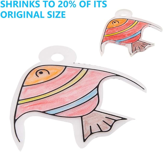 Shrink Plastic Sheet Kit, 166 Pcs Shrink Art Kit Include 10Pcs Shrink Film Paper and 8 Pcs Shrinky Art Paper with Pattern, Hole Punch, Keychains Accessories and Pencils for Kids Creative Craft