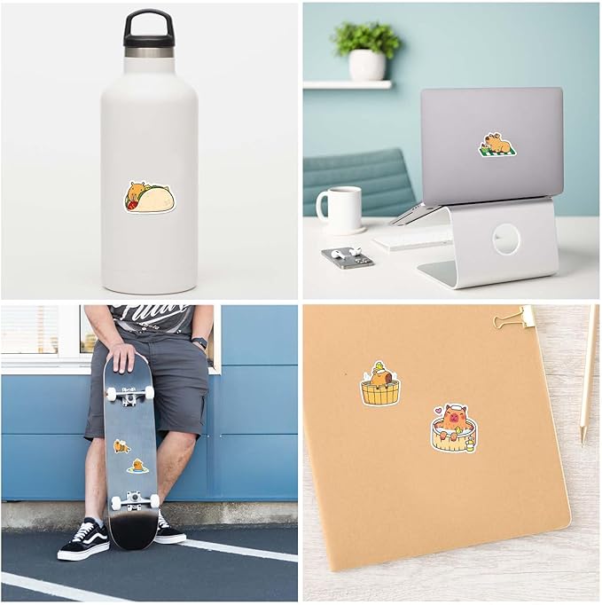 Capybara Party Favors ,Capybara Birthday Decorations For Kids Capybara Birthday Party Supplies For Girls Includes 12 Bracelets,12 Button Pins,12 Key Chain,50 Stickers