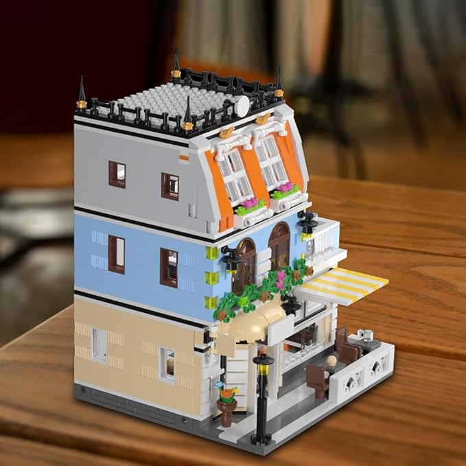 City Garden Hotel Building Sets,House Architecture Model Blocks Toys for Adults & Teens,1300 PCS Mini Bricks with LED(Not Compatible with Lego)