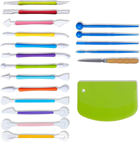 Clay Tools Kit, 19-Piece Plastic Clay Tool Set for Carving, Shaping and Modeling, Lightweight Air Dry Clay Tools for Kids & Adults, Clay Sculpting Tools for Crafting & Styling