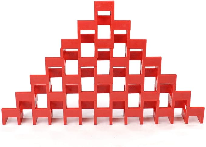 Bulk Dominoes Plastic Bulk 100pcs – Building and Stacking and Chain Reaction Toppling STEAM Toy Blocks for Kids (Red)
