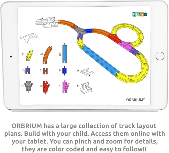 Orbrium Toys 68 Pcs Wooden Train Track Expansion Pack Compatible with Thomas Wooden Train, Brio, Thomas The Tank Engine (68 Pcs)