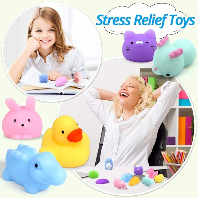 Mochi Squishy Toys 20 Pcs Mini Squishy Animal Squishies Party Favors for Kids Kawaii Squishy Squeeze Toy Cat Unicorn Squishy Stress Relief Toys for Adults Birthday Favors for Kids Pinata Filler Random