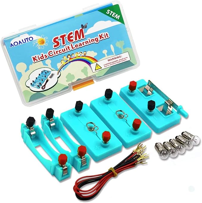 Kids Electricity Circuit Learning Kit,STEM Physics Science Electric Lab Experiments Learning Tool for Kids,Series Circuit & Parallel Circuit Learning