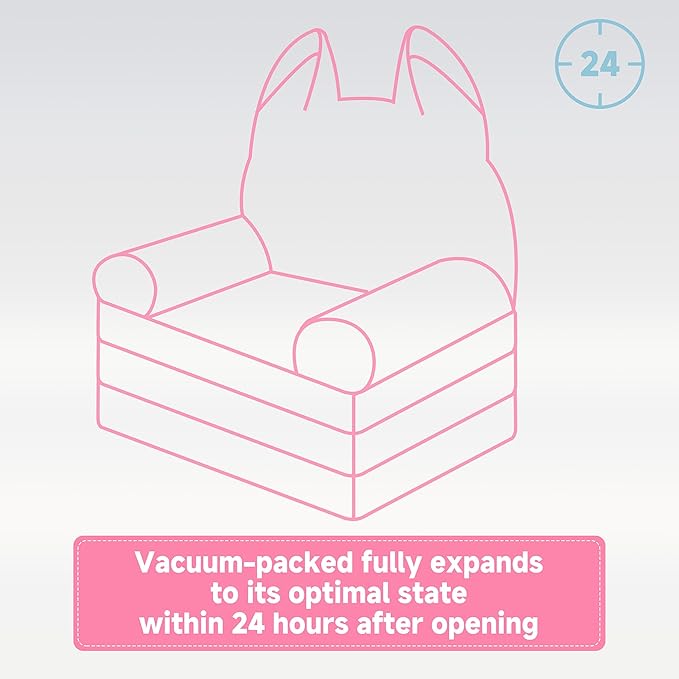 MONKISS 2-in-1 Toddler Couch Chairs Comfy, Kids Chair Couch, Mini Couch, Flip Out Sherpa Kids Sofa, Baby Couch, Chair for Toddlers 1-3, Kids Lounge Chair Reading Chair, Kids Couch Bed Fold Out, Fox