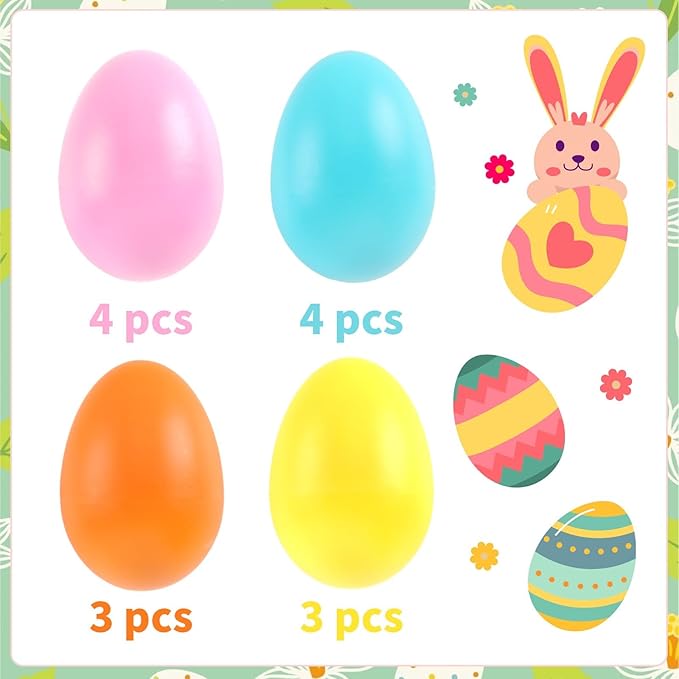 AUGSHY 14pcs Egg Shakers Set, 4 Colors Plastic Maraca Eggs Sensory Percussion Toys for Early Rhythm Learning Music Education DIY Painting Rhythm Practice