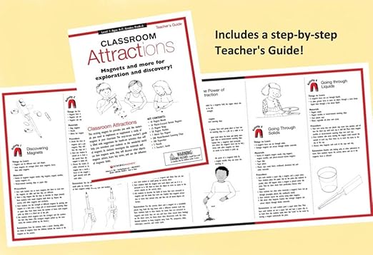 Dowling Magnets Classroom Attractions Comprehensive Magnet Lab: Level 1, Grades PreK-2 (Ages 4-7). Classroom Magnets/Science Kit/STEM Kit/Kids Magnets for Classroom/Science Experiments. Item 731301.