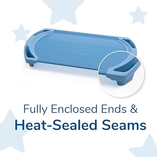 Children’s Factory SpaceLine Nap Cots, Kids Daycare and Preschool Sleeping Cot, Toddler Size, Set of 4, Wedgewood Blue