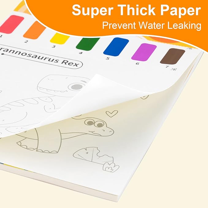 YPLUS Paint with Water Books for Toddlers, Art Craft Toys Watercolor Painting Paper for Kids Gift for Drawing with Brush - Dinosaur