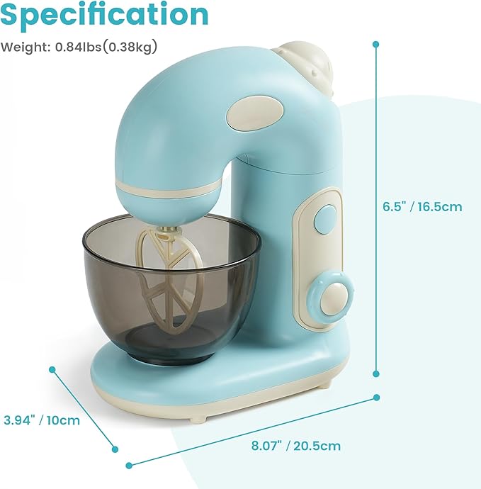 ROBOTIME Pretend Play Kitchen Appliances Toy, Toy Food for Kids Mixer Toy with Realistic Light and Sounds, Play Kitchen Accessories Set for Kids Ages 3+, Pretend Kitchen Toys for Boys and Girls