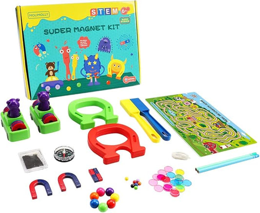 Magnet Lab Kit for Kids, Magnet Toy for Kids Ages 5+, STEM Toys Magnetic Science Kit for Science Experiments, Bingo, Fridge, and Magnetic Concepts, Homeschool Supplies