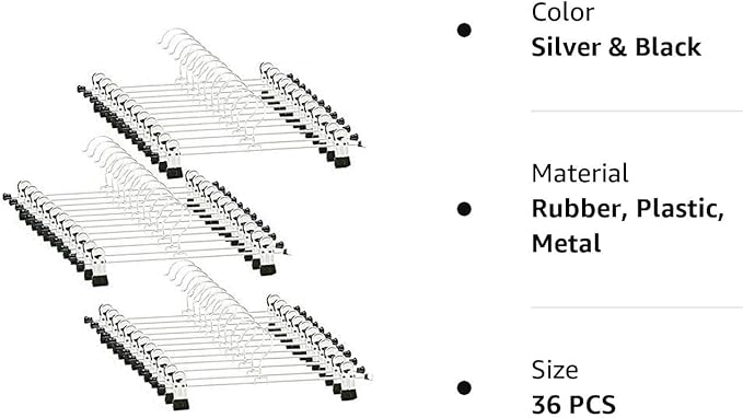 GoodtoU Skirt Hangers with Clips - Pants Hangers 36 Pack Metal Hangers for Pants Jeans Skirt Clip Hangers for Pants Heavy Duty