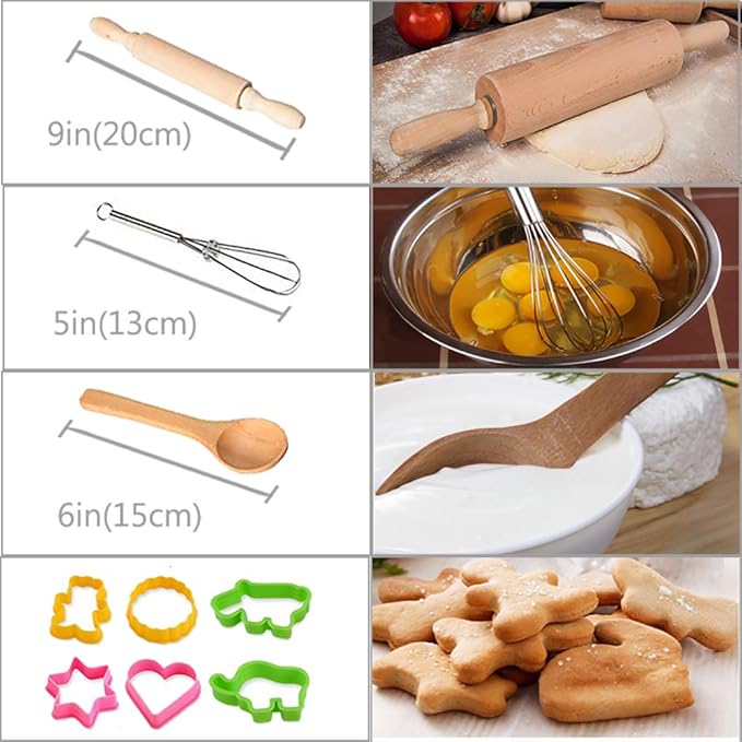 HmiL-U Chef Set for Kids - 13 Pcs Kids Cooking and Baking Set Includes Kids Apron, Chef Hat, Utensils, Cooking Mitt for Kids Chef Role Play Set , Gift for 3 Year Old Girls and up(Cake) …