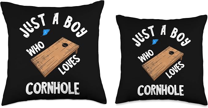 Just A Boy Who Loves Cornhole Game Tossing Bag Team Throw Pillow, 18x18, Multicolor