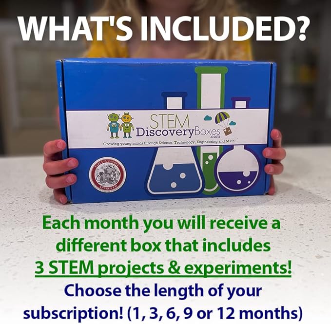 STEM Discovery Box 12 Month Subscription with 36 Total STEM Projects - Educational Science Technology Engineering Learning Lab - Kids Experiment Activity Build Sets - Girls & Boys Children Ages 7-Teen