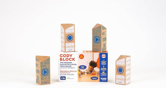 Cody Block Record & Play Expansion Set, Educational Wooden Building Blocks and Car STEM Toys for Preschool Kids Ages 7+