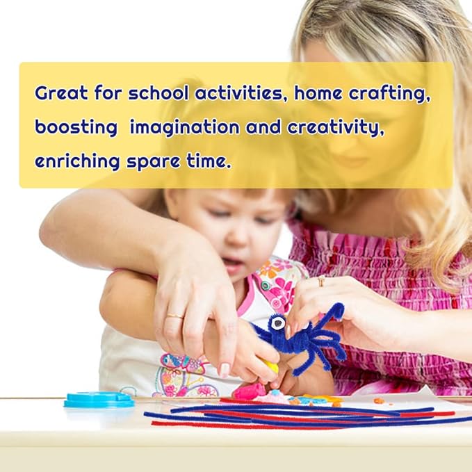 110 Blue Pipe Cleaners - Chenille Stem Craft Supplies for Arts and Crafts Projects