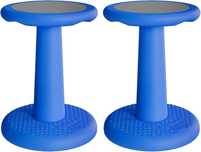 -Dynamic-, Kid Wobble Stool Pair, Wiggle Chair Flexible Seating for Preschool & Elementary Classroom, Improves Focus, Posture & ADHD/ADD-Blue 17.7 Hight' Stools Pack of 2