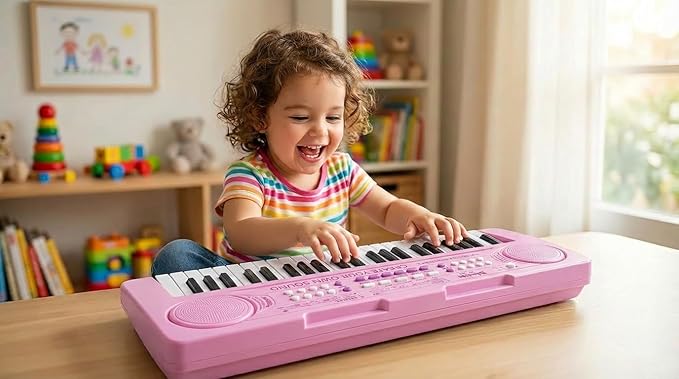 Raimy Keyboard Piano for Kids, 37 Keys Portable Keyboard Piano Early Learning Educational Electronic Musical Instrument Toys Gifts for 3 4 5 6 7 8 9 Year Old Boys and Girls (Pink)