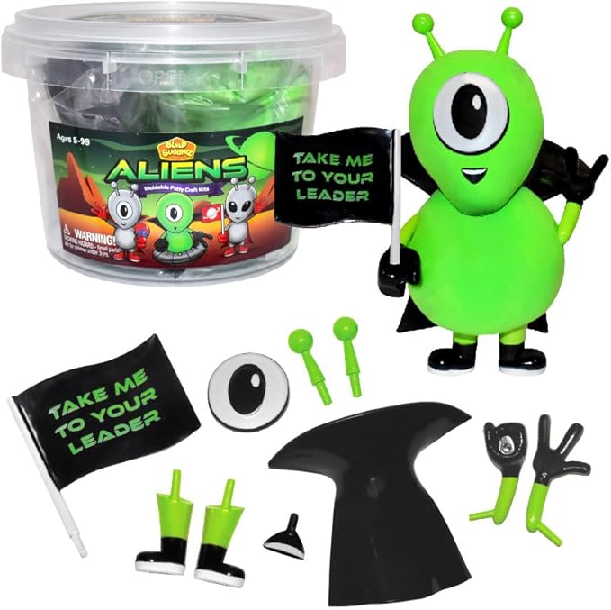 Aliens Craft Kit 3 Pack – Build, Play, and Display 3 Air-Dry Clay Aliens, Great for Birthday Parties, Trick or Treating, Stocking Stuffers, for Kids, Boys and Girls Ages 5+