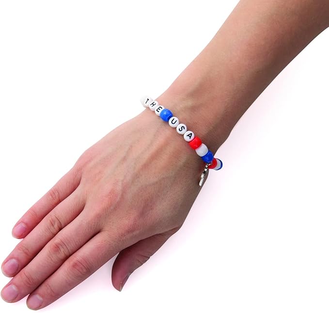 Fun Express REL Patriotic Pony Bead Bracelet CK - Craft Kits - 12 Pieces