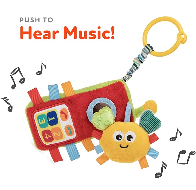 Nuby Plush Phone Pals Musical Hanging Toy with Connector Ring: 0M+, Multi