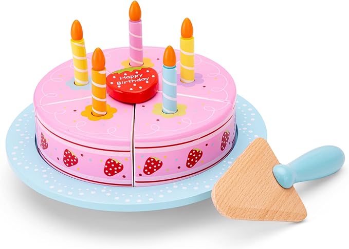 New Classic Toys Wooden Ice Cream Set Pretend Play Toy for Kids Cooking Simulation Educational Toys and Color Perception Toy for Preschool Age Toddlers Boys Girls