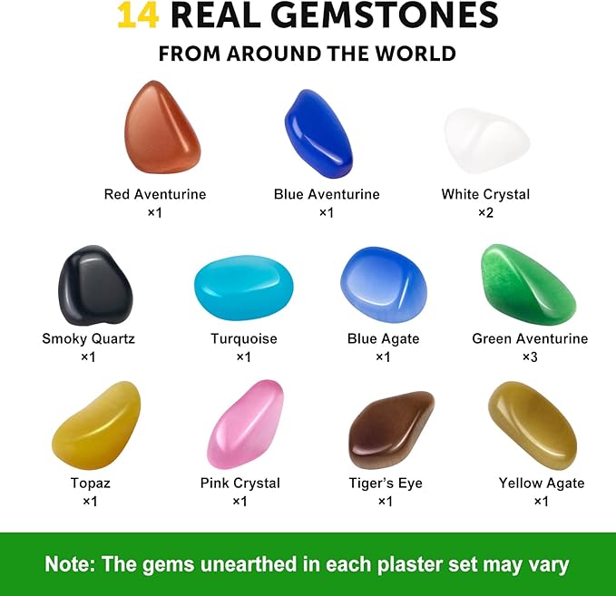 Gemstone Gem Dig Kit, Crystals Digging Set, Educational DIY Toys Science Kit-Dig Up Unique Real Gemstone, Geology Archaeology Gifts for Boys Girls Kid Toys