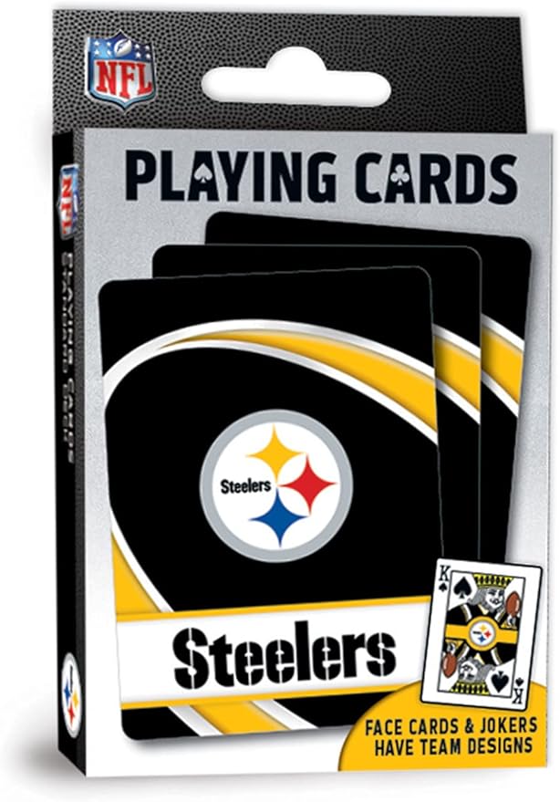 MasterPieces - NFL Playing Cards, Officially Licensed Pittsburgh Steelers Football Deck, Family Games for Adults and Kids, Standard Index