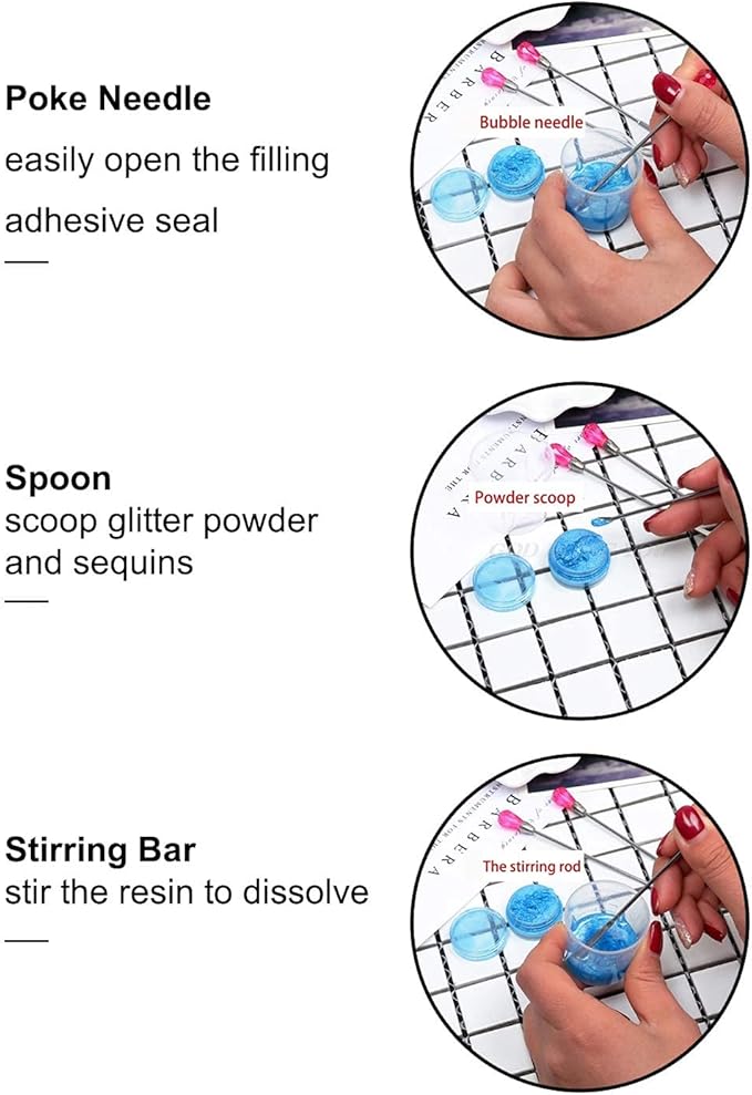 11 Pcs Silicone Resin Mold Tools Set, Tweezers Jewelry Making Kit, Stirring Needle Spoon Tool, Anti-Static Stainless Steel ESD Tweezers Precision Set for DIY Epoxy Resin Casting Craft