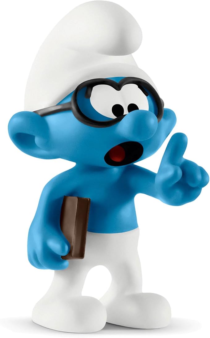 Schleich Smurfs, Retro Toys for Kids, Brainy Smurf, Multicolor, 2.1 inch
