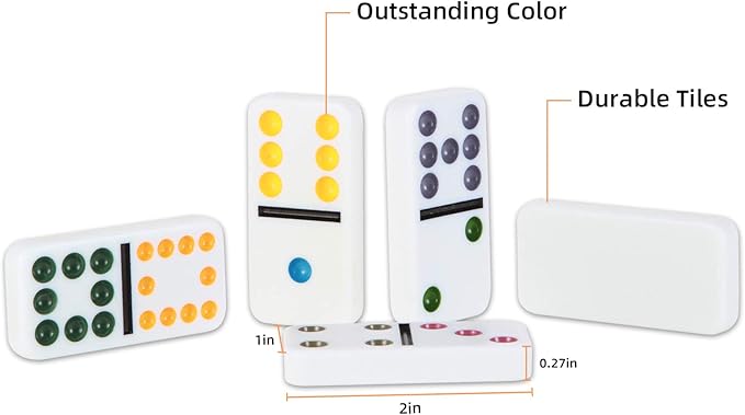 NOLIE Mexican Train Dominoes Game, Double 12 Dominoes Set, Dot Dominoes with Aluminum Case