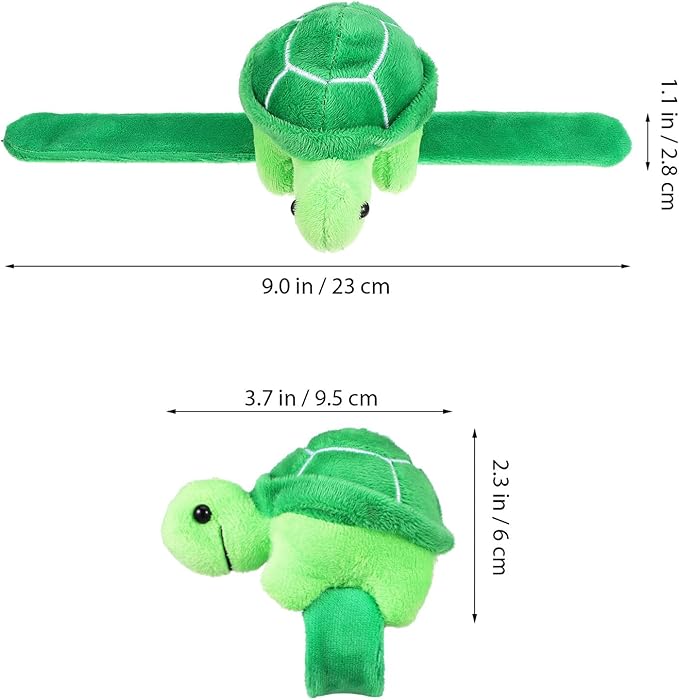 TOYANDONA 2PCS Animal Slap Bracelets for Kids, Stuffed Animal Plush Slap Bracelets Bulk, Plush Turtle Wrist Slap Band Toy for Girls Boys Birthday Party Favors