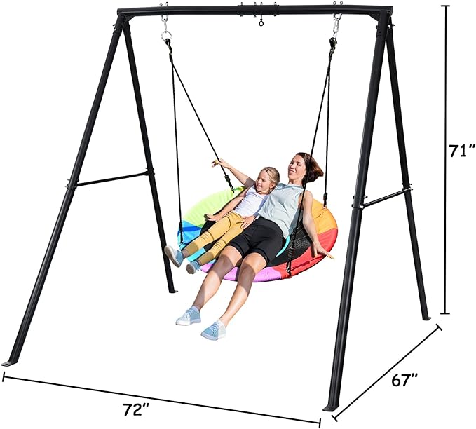 Trekassy 440lbs Swing Set with 40 Inch Saucer Tree Swing and Heavy Duty A-Frame Metal Stand (Multicolor) (Patented)