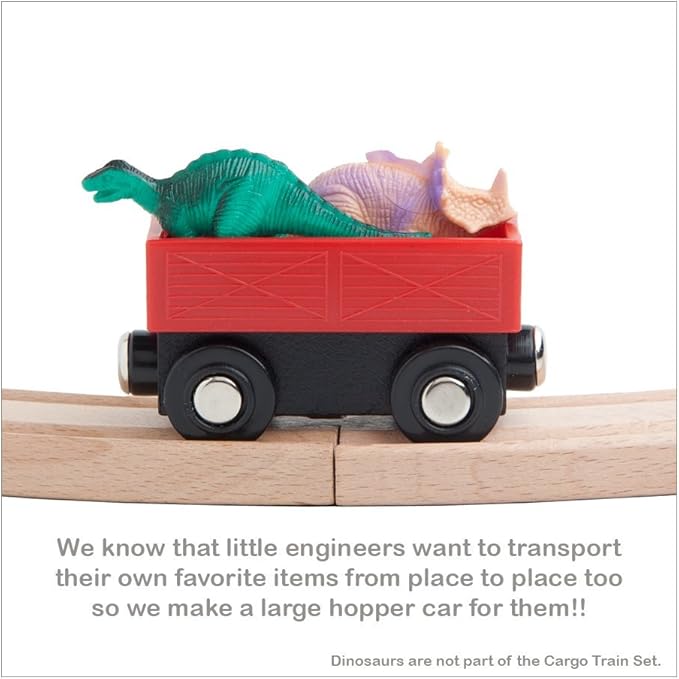 Orbrium Toys 5 Cargo Train Car Set for Wooden Railway Fits Thomas The Tank Engine Chuggington Brio