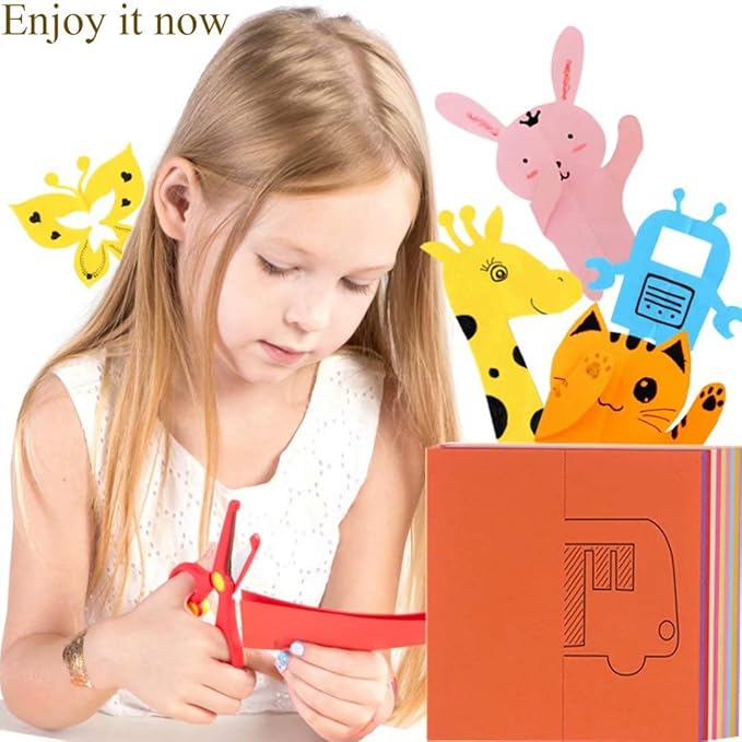 Fun Paper-Cut Set; Paper Cutting; Paper Art; Scissor Skills Activity Cutting Book; Kids Scissors Crafts Kits Preschool-120 Pages with A Pair of Child-Safe Scissors