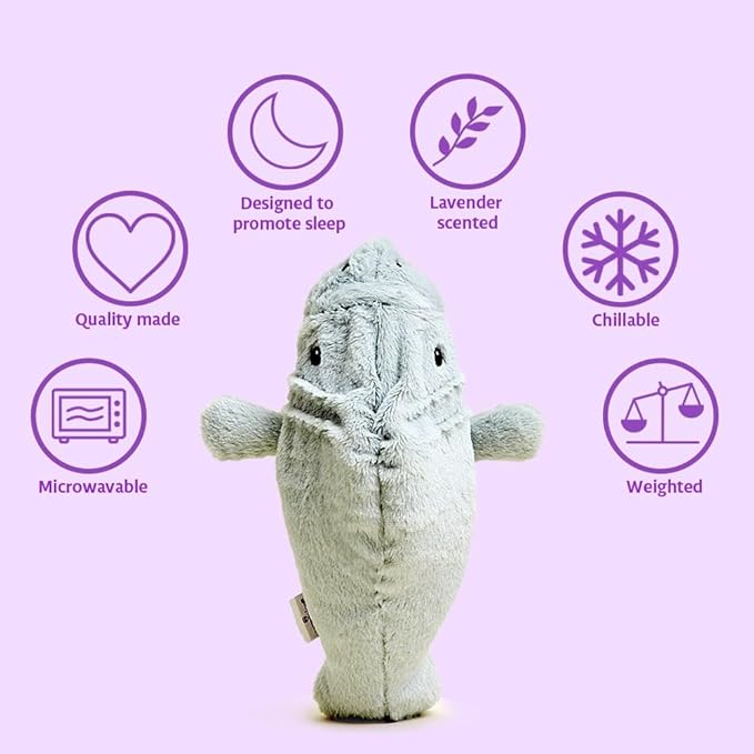 warmies Microwavable & Weighted Stuffed Animals, Manatee - Heated Stuffed Animal Plushie for Warmth & Comfort - Cute Soft Plush Toys for Adults & Children (Boys, Girls, Babies & Toddlers)