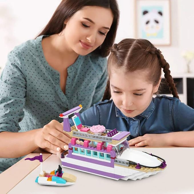 BRICK STORY Dream Girls Cruise Ship Building Toys Playset Creative Friends Yacht Building Sets 318 Pieces Girls City Boat Model Building Kit Christmas Birthday Gift for Kids Age 6-12