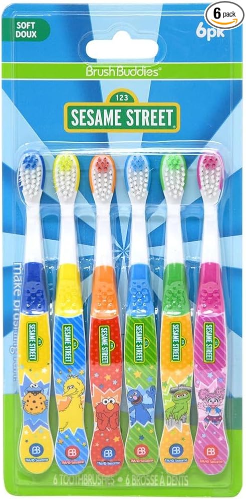 Brush Buddies Sesame Street Toothbrushes, Soft, Set of 6