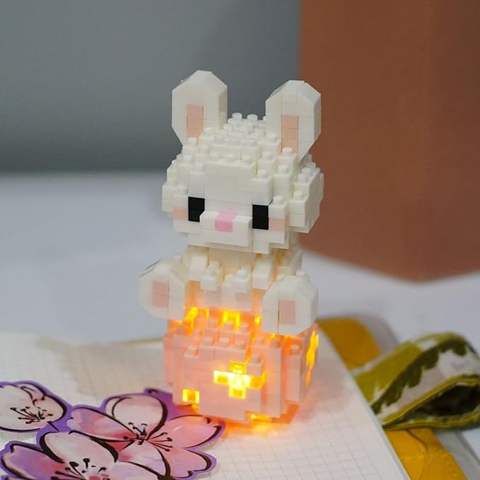 12 Mini Animals Building Blocks Sets Building Block Party Favor for Kids Small Zodiac Animals Pets Horse Dog Monkey Tiger Rabbit Dragon STEM Educational Toys for Boys Girls(Rabbit)