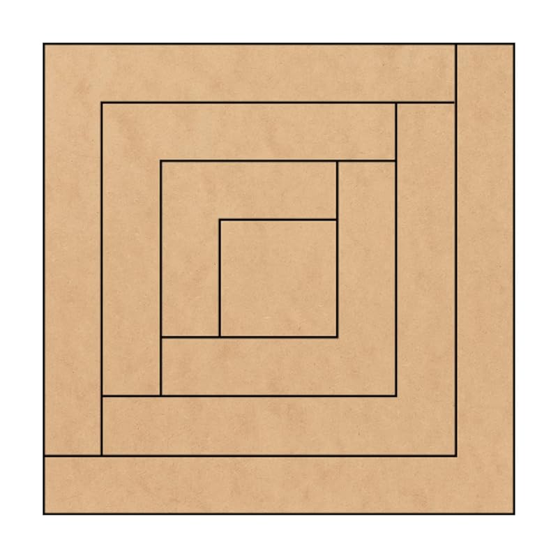 Unfinished Barn Quilt Square Wooden Sign, Country Decor Canvas Quilts Blocks (9 inches, Log Cabin)