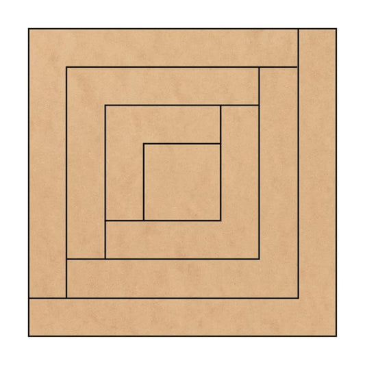 Unfinished Barn Quilt Square Wooden Sign, Country Decor Canvas Quilts Blocks (9 inches, Log Cabin)